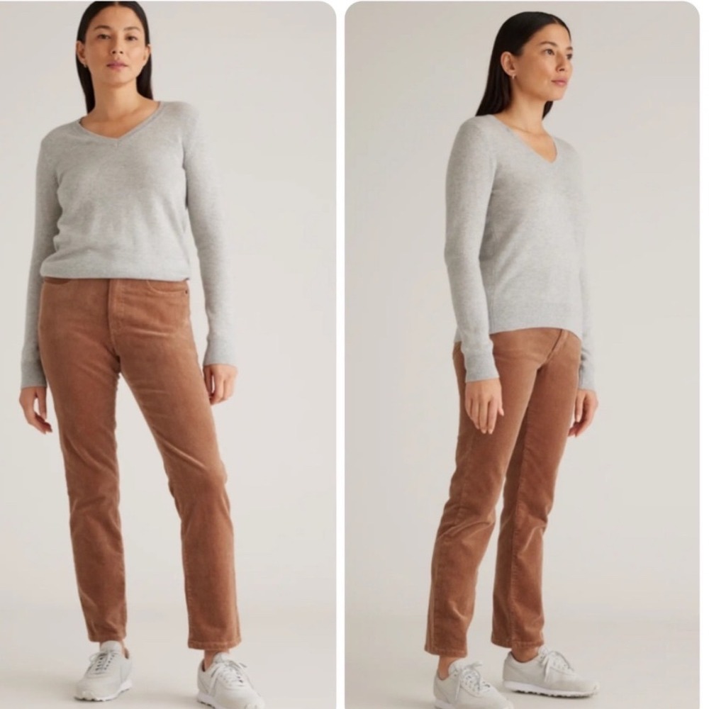 Quince Stretch Corduroy Straight Leg Pants Size 6 Warm Brown
